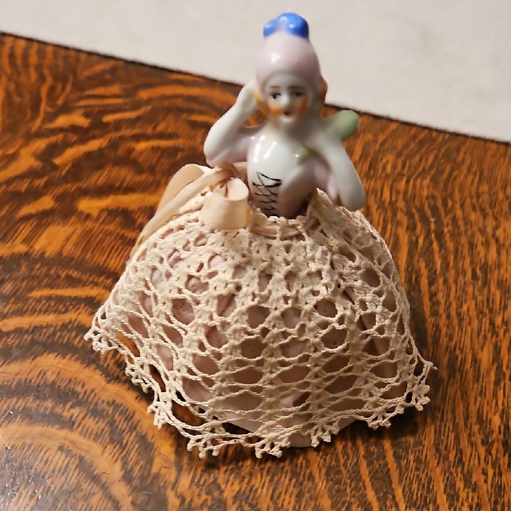 Porcelain Half Doll with Crochet Dress